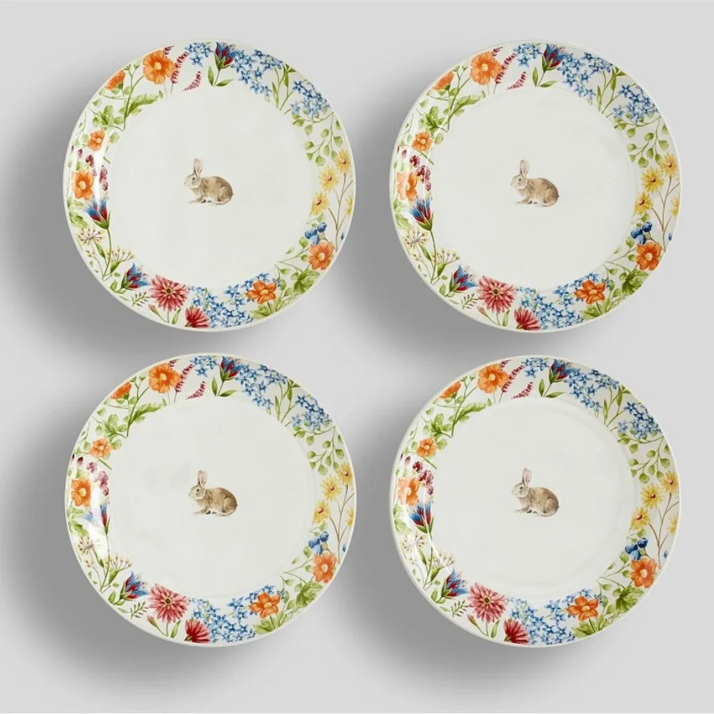 Pottery Barn Spring Garden Stoneware Appetizer Plates - Set of 4 - Picture 2 of 5